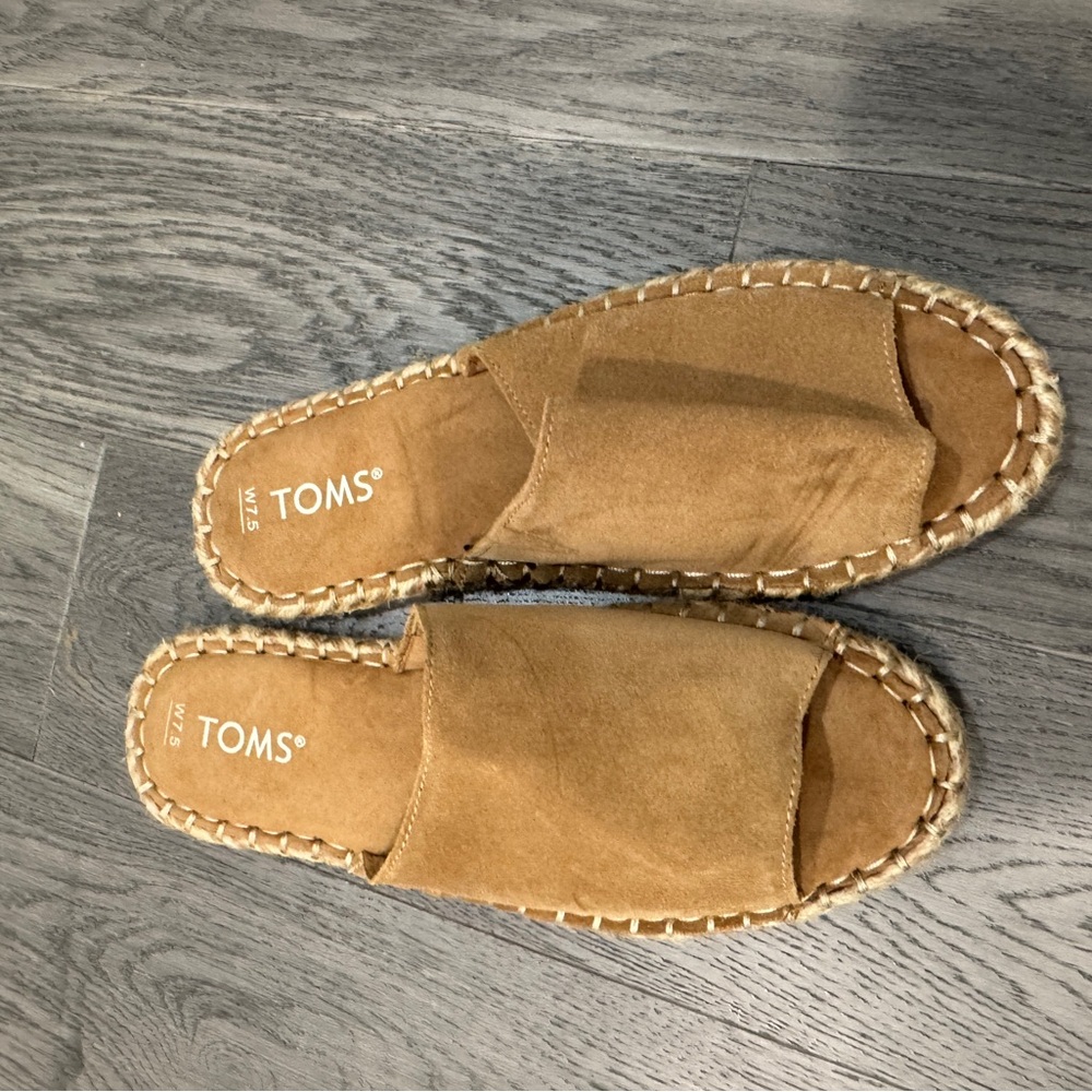 TOMS Brown Suede Espadrille Slides